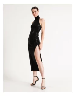 Wholesale π₯ Norma Kamali Halter Turtle Neck Side Slit Gown Black π