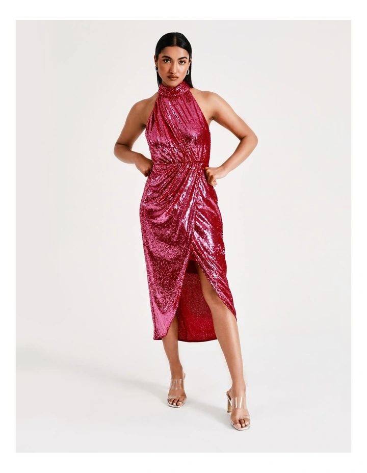 New ๐งจ Collection Sequin Halter Neck Midi ๐ Dress In Fuchsia โค๏ธ 7 New ๐งจ Collection Sequin Halter Neck Midi ๐ Dress In Fuchsia โค๏ธ - Image 5