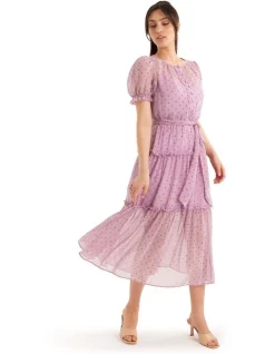 Buy 👏 Review Carmen Polka Dot 👗 Dress In Violet/Burgundy 😀