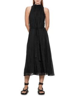 Budget ๐ Veronika Maine Sheer Ripple Pleated ๐ Dress In Black ๐