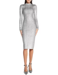 Promo 👏 Sass & Bide Wild Eyed Girl Bodycon Fit 👗 Dress Holographic Silver 🔥