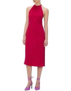 Cheap ✔️ Third Form Come Closer Midi 👗 Dress In Magenta ❤️