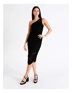 Best Pirce π Miss Shop Mesh One Shoulder Midi π Dress In Black π