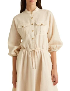 Best reviews of 👍 Lauren Ralph Lauren Linen Puff-Sleeve 👗 Dress In Cream ⌛