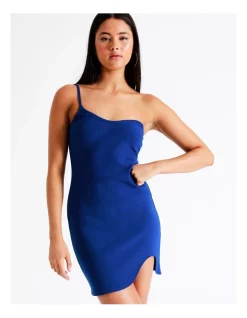 Wholesale 😉 Miss Shop Recycled Blend One Shoulder Wave Hem Mini 👗 Dress In Blue 🔥