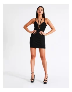 Cocktail-party-dresses Shop 47 Best deal π Miss Shop Recycled Blend Tie Neck Cut Out Mini π Dress In Black π