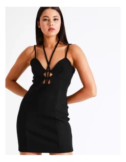 Best deal 👍 Miss Shop Recycled Blend Tie Neck Cut Out Mini 👗 Dress In Black 👍 -Cocktail-party-dresses Shop unnamed file 1398