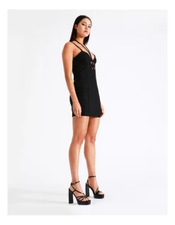 Best deal 👍 Miss Shop Recycled Blend Tie Neck Cut Out Mini 👗 Dress In Black 👍 -Cocktail-party-dresses Shop unnamed file 1399