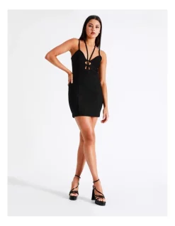 Best deal 👍 Miss Shop Recycled Blend Tie Neck Cut Out Mini 👗 Dress In Black 👍 -Cocktail-party-dresses Shop unnamed file 1400