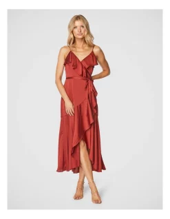Promo 🔥 Pilgrim Mindy Midi 👗 Dress In Burgundy Red 🧨
