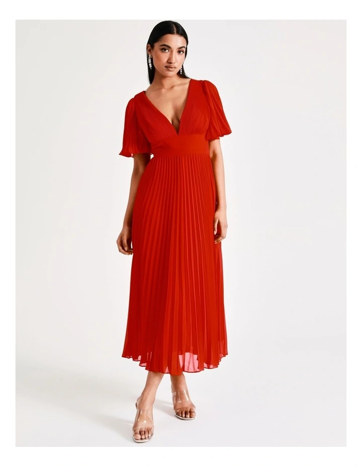 Best deal βοΈ Collection Pleated Flutter Sleeve Recycled Maxi π Dress In Red π 7 Best deal βοΈ Collection Pleated Flutter Sleeve Recycled Maxi π Dress In Red π - Image 5