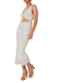 Brand new 👍 Winona Quinta Midi 👗 Dress White Sequin ✔️ -Cocktail-party-dresses Shop unnamed file 1479