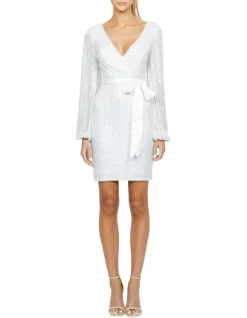 Promo 😍 B By Bariano Glimmer Sequin Bell Sleeve 👗 Dress Silver 😉 -Cocktail-party-dresses Shop unnamed file 1492