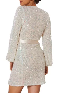 Cheapest ✨ Winona Quinta Wrap 👗 Dress White Sequin 🔔 -Cocktail-party-dresses Shop unnamed file 1514