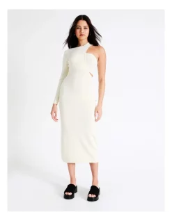 Best Sale 😀 Miss Shop Eco One Shoulder Cut Out Knit Midi 👗 Dress In Papyrus 🥰 -Cocktail-party-dresses Shop unnamed file 157