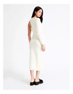 Best Sale 😀 Miss Shop Eco One Shoulder Cut Out Knit Midi 👗 Dress In Papyrus 🥰 -Cocktail-party-dresses Shop unnamed file 158