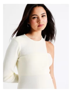 Best Sale 😀 Miss Shop Eco One Shoulder Cut Out Knit Midi 👗 Dress In Papyrus 🥰 -Cocktail-party-dresses Shop unnamed file 159