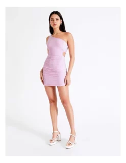 Outlet 🎉 Miss Shop Recycled Blend Lurex One Shoulder Cut Out Mini 👗 Dress In Pink 😀
