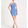Hot Sale 💯 Miss Shop Recycled Blend One Shoulder Strappy Bodycon Mini 👗 Dress In Blue ⌛