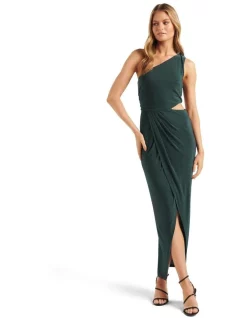 Cheap 😀 Forever New Izabel Twist Cut Out Glitter Gown In Green ⭐