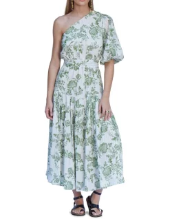 Buy 👏 MLM Label Beautify One Shoulder Midi In Olive Green/White ❤️