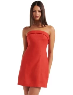 Cheap 🌟 Forever New Sadie Strapless Linen Mini In Fire Red 🌟