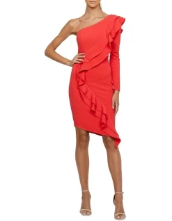 Best reviews of π B By Bariano Rylee One Sleeve Frill Mini In Hibiscus Red βοΈ