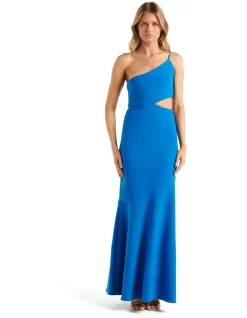Hot Sale ❤️ Forever New Jodie Asymm Cut Out Gown In Zinc Blue 😉