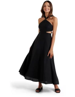 Deals 🎁 Forever New Petite Justine Linen Cross Back Midi In Black ✨