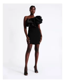 Cheapest 🔔 Wayne Cooper Exaggerated Ruffle Mini 👗 Dress In Black ⭐