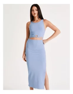 Top 10 🧨 Miss Shop Eco Cut Out Rib Midi 👗 Dress In Cosmic Sky 👏