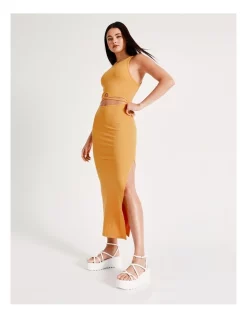 Cocktail-party-dresses Shop 51 Best deal π₯ Miss Shop Eco Cut Out Rib Midi π Dress In Amber π
