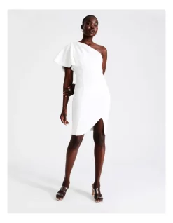 Cocktail-party-dresses Shop 19 Promo β Wayne Cooper One Shoulder Flounce Midi π Dress In White β€οΈ