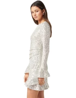 New 🎁 Forever New Daphne Draped Flutter Sleeve Sequin Mini 👗 Dress Silver 👍 -Cocktail-party-dresses Shop unnamed file 614