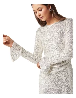 New 🎁 Forever New Daphne Draped Flutter Sleeve Sequin Mini 👗 Dress Silver 👍 -Cocktail-party-dresses Shop unnamed file 615