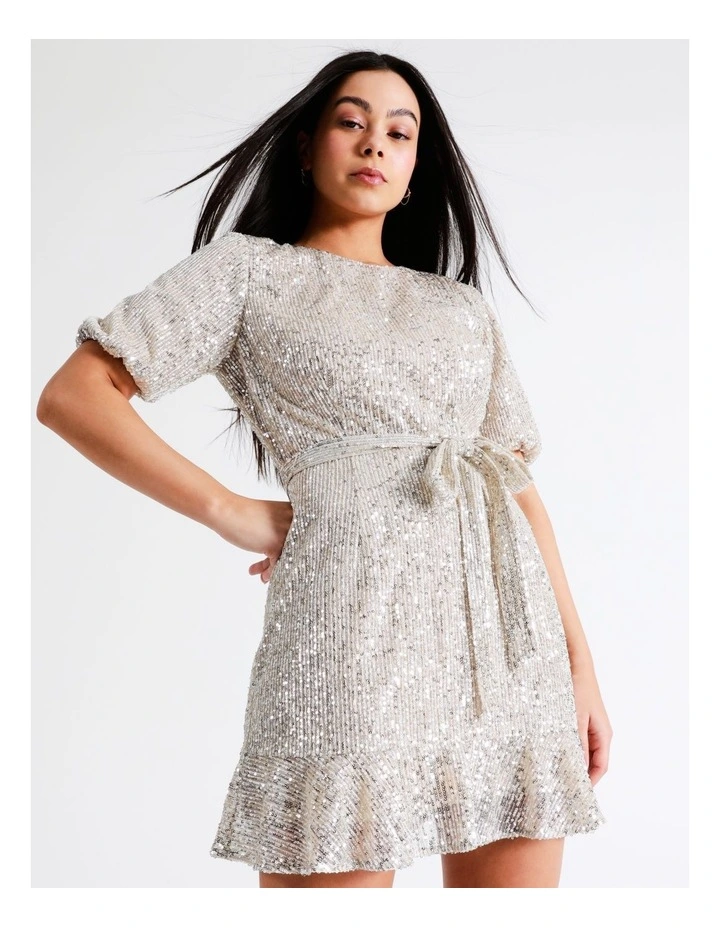 Cheap ๐คฉ Tokito Sequin Puff Sleeve Mini ๐ Dress In Gold ๐ฏ 5 Cheap ๐คฉ Tokito Sequin Puff Sleeve Mini ๐ Dress In Gold ๐ฏ - Image 3