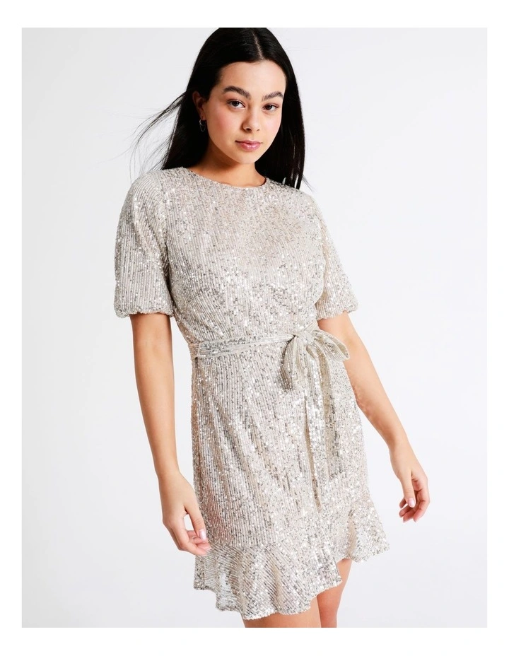 Cheap ๐คฉ Tokito Sequin Puff Sleeve Mini ๐ Dress In Gold ๐ฏ 6 Cheap ๐คฉ Tokito Sequin Puff Sleeve Mini ๐ Dress In Gold ๐ฏ - Image 4