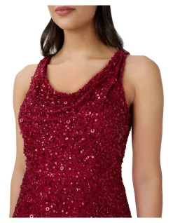 Best reviews of ⭐ Adrianna Papell Beaded Cowl Neck 👗 Dress In Cranberry 🔔 -Cocktail-party-dresses Shop unnamed file 800