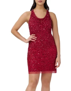 Best reviews of ⭐ Adrianna Papell Beaded Cowl Neck 👗 Dress In Cranberry 🔔 -Cocktail-party-dresses Shop unnamed file 801