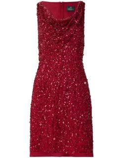 Best reviews of ⭐ Adrianna Papell Beaded Cowl Neck 👗 Dress In Cranberry 🔔 -Cocktail-party-dresses Shop unnamed file 802