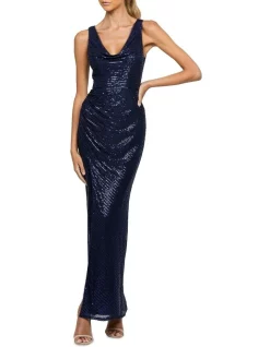 Best Sale π B By Bariano Delilah Cowl Neck Maxi In Navy Blue β