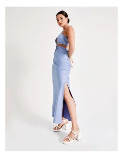 Best Pirce ❤️ Miss Shop Recycled Tie Neck Cut Out Detail Satin Maxi 👗 Dress In Cosmic Sky 😀 -Cocktail-party-dresses Shop unnamed file 957